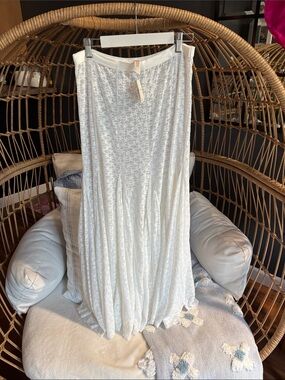 Free People Kiss Kiss Maxi Slip Skirt Medium, New color: snow bell